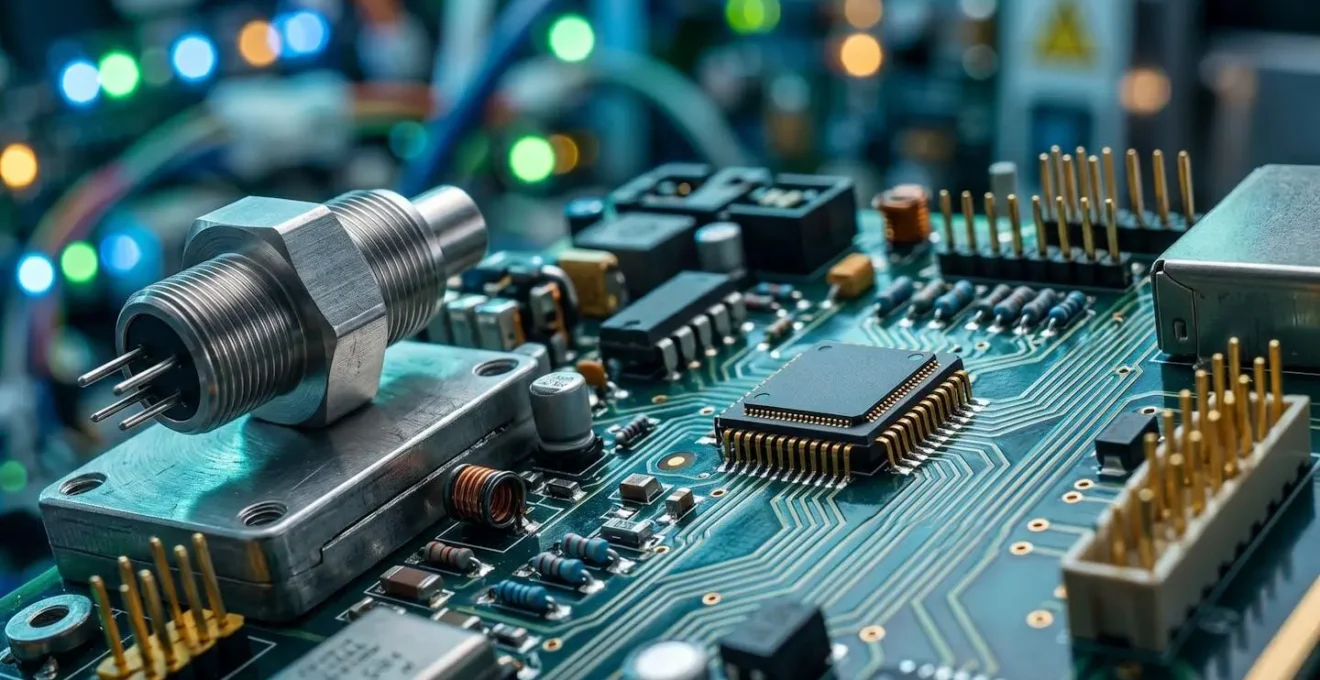 Macro view of electronic sensors monitoring inventory levels