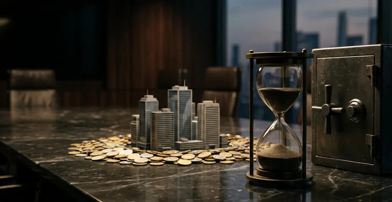 Business professionals analyzing financial data and crisis management strategies for payroll protection