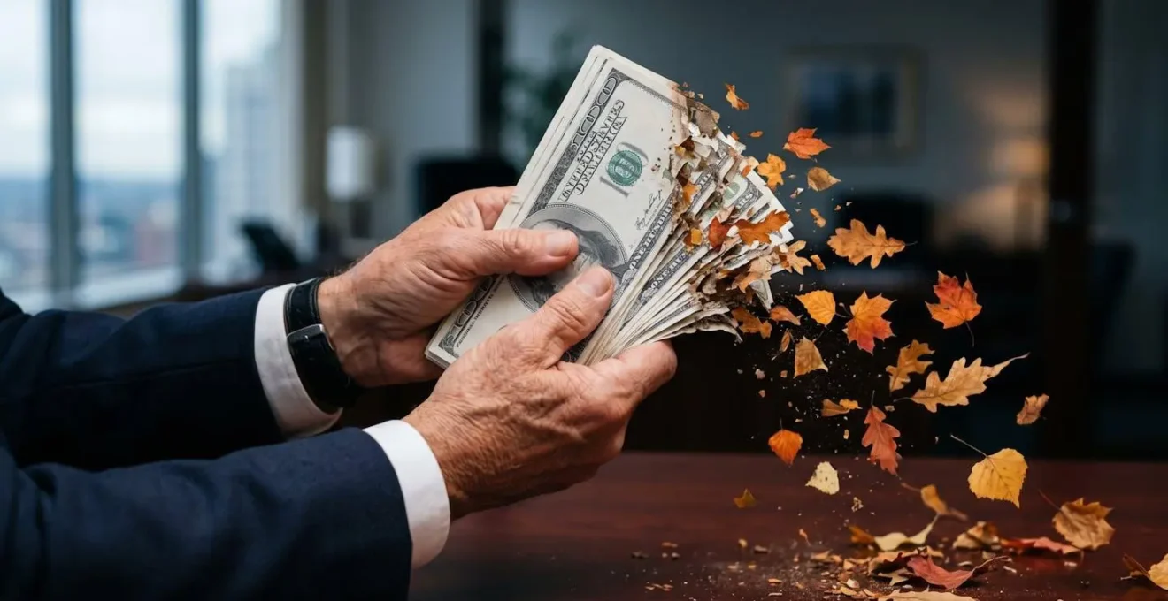 Visual metaphor of cash value eroding over time due to inflation