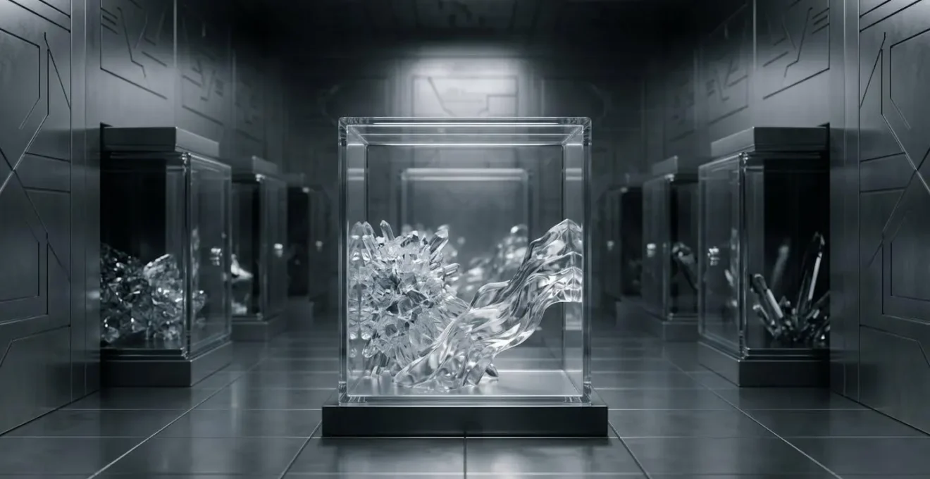 High-security corporate treasury vault with multiple compartments representing tiered capital buffers