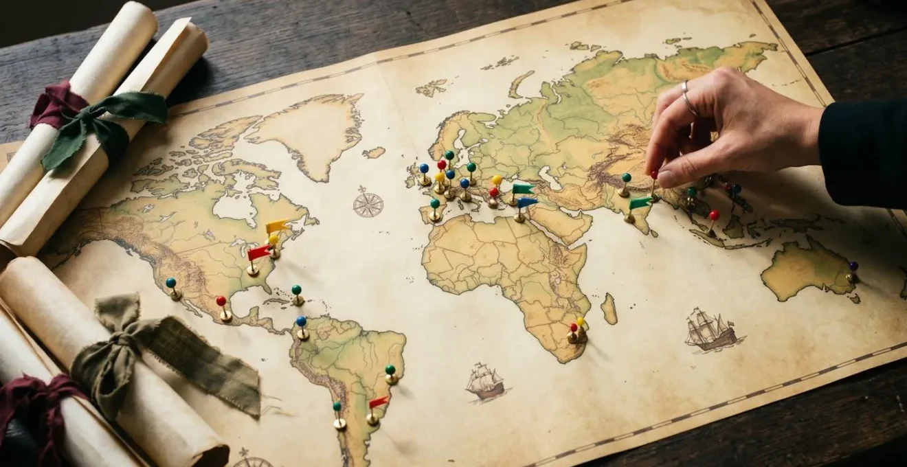 World map with trademark protection strategy markers for UK startup expansion