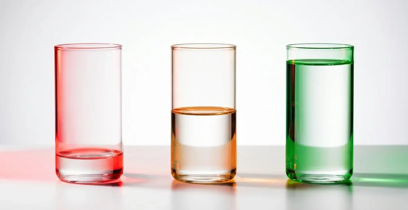 Visual representation of a liquidity ratio monitoring system with three vessels showing red for crisis, amber for caution, and green for stable.