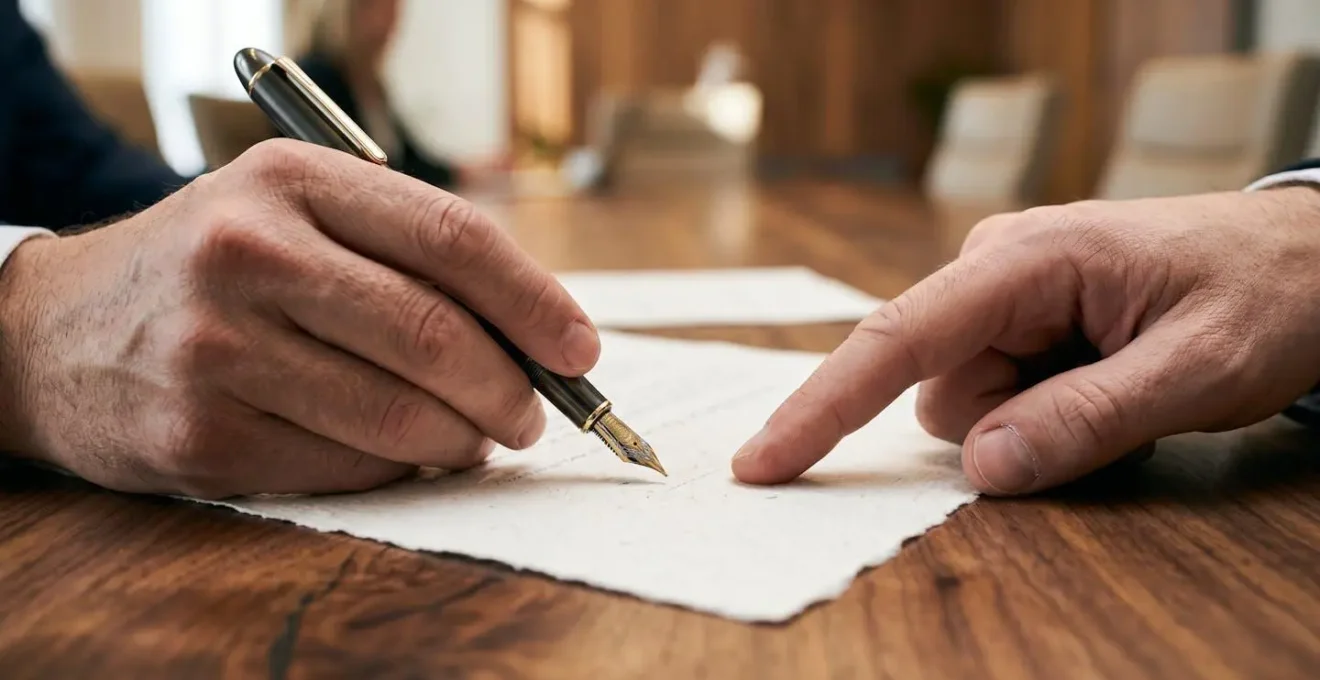 Close-up of hands signing confidential agreement for freelance developer partnership