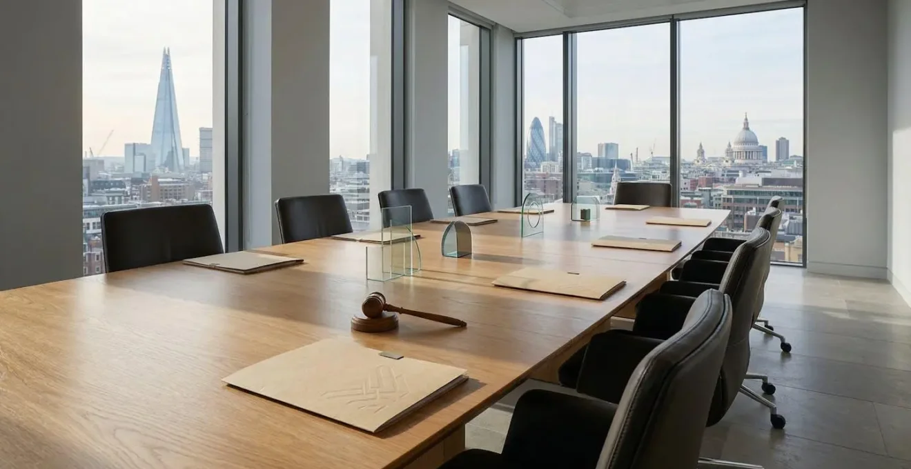 Professional boardroom setting showing charity trustees reviewing financial governance documents